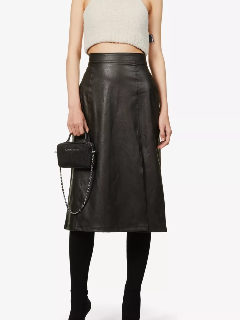 Spanx Faux Leather Midi Skirt Sz XS